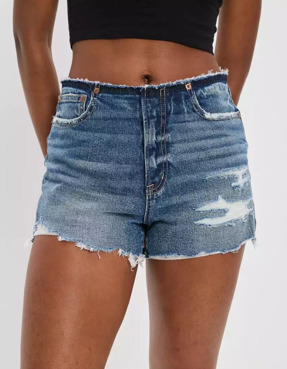 Shorts American Eagle AE Stretch Denim '90s Boyfriend Indigo Lavage Femme | BGA-12172130